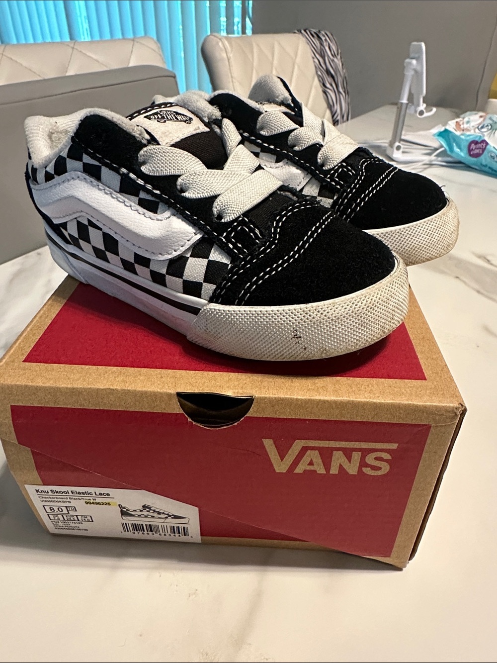 Vans Kids Checkerboard Old Skool Sneakers - Black & White
